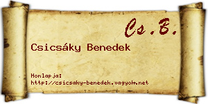 Csicsáky Benedek névjegykártya